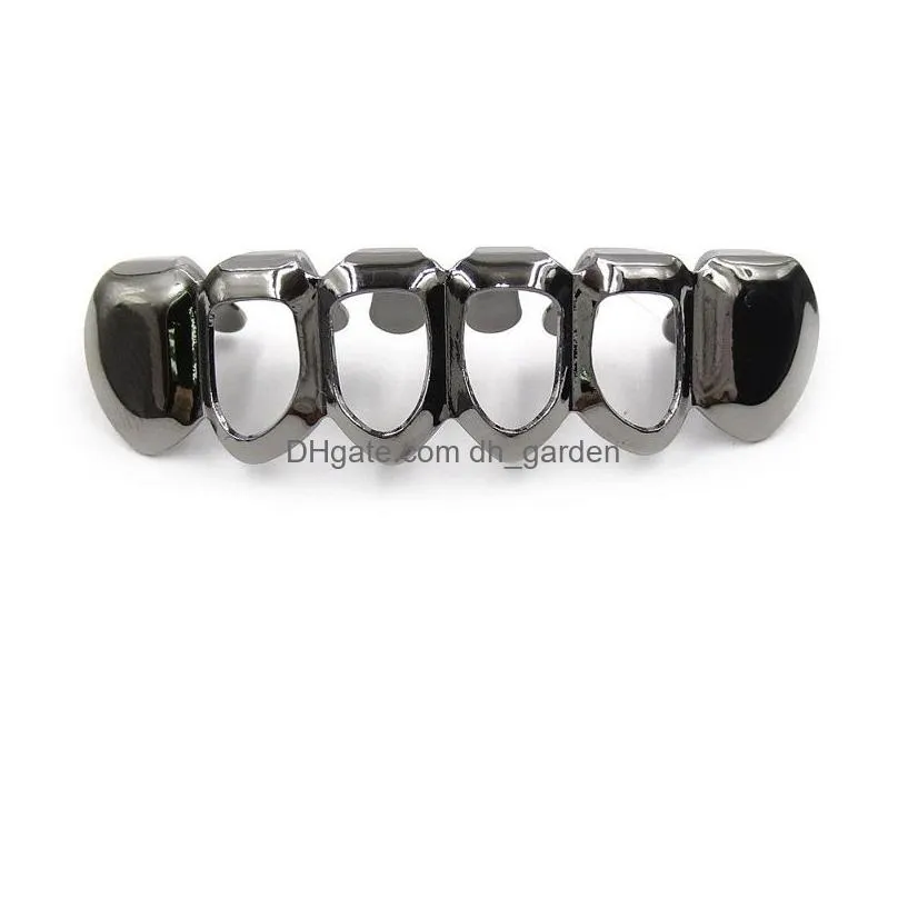 gold grillz teeth set high quality mens hip hop jewelry silver black hollow grills