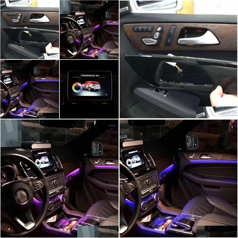 Interior&External Lights For GLE GLS Class W292 W166 X166 Door GLE400 GLE63 Panel LED Ambient Lamp Atmosphere Lighting Center Console