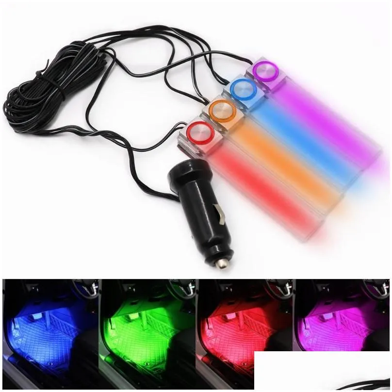 4pcs Car Atmosphere Lights RGB LED Strip Light Colors Car Styling Decorative Lamps Interior lamp Auto Backlight Accessories 12V1