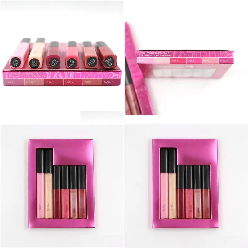 6pcs Lip Gloss Box Full Lips Makeup Plump Kit Holiday Style for Women Moisturizer Nutritious Hydrating Makeup Lipgloss Set