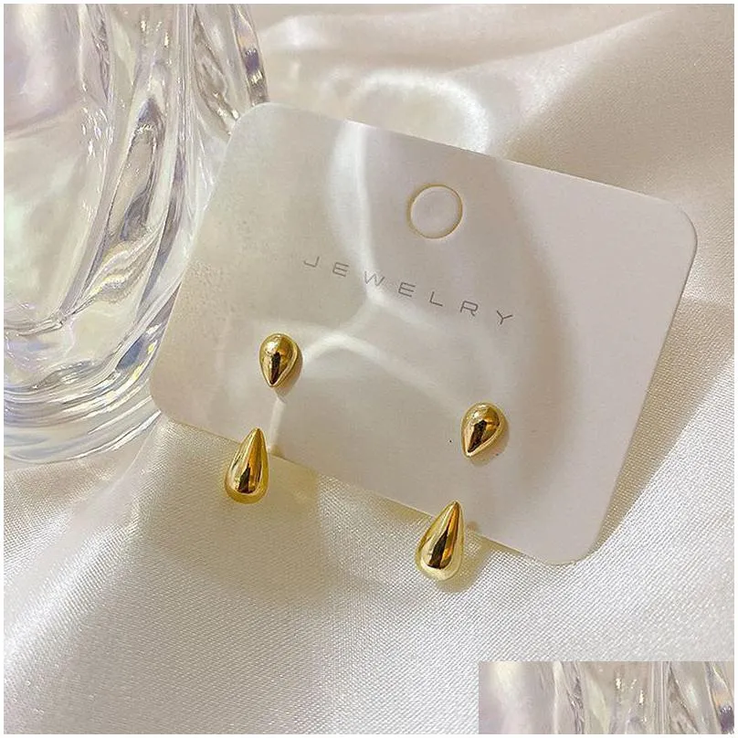 personality two ways to wear water drop metal stud earrings for women trendy simple delicate boucle jewelry
