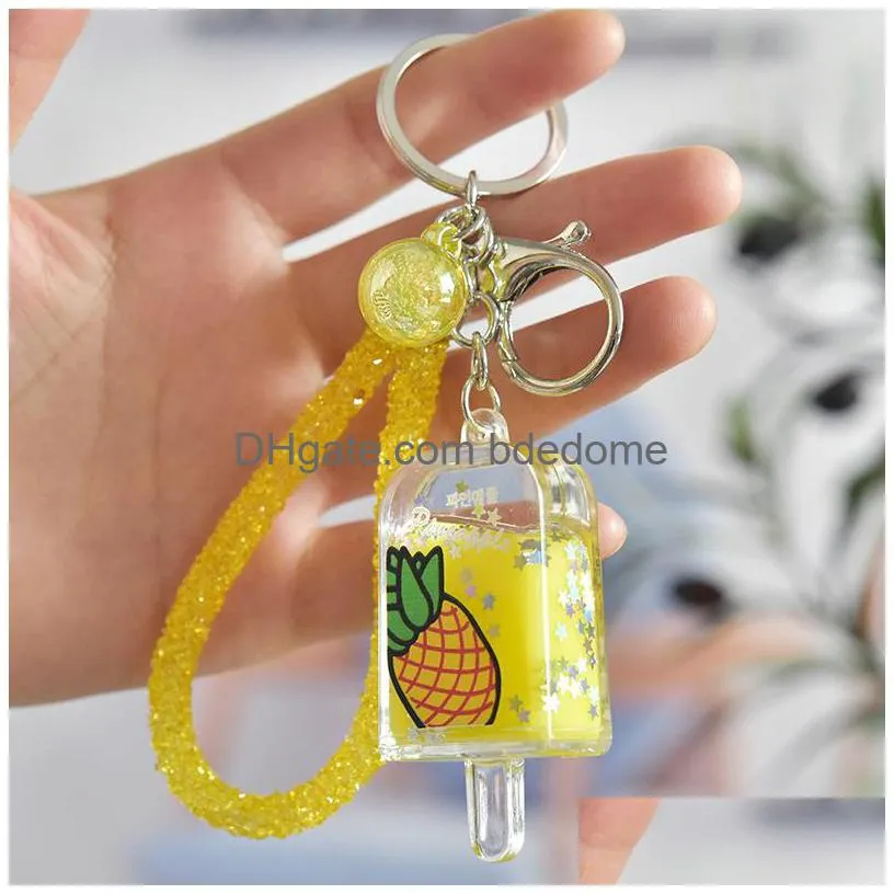 fruit ice cream oil liquid keychain key ring couple car handbag hangs for women student fashion jewelry will and sandy