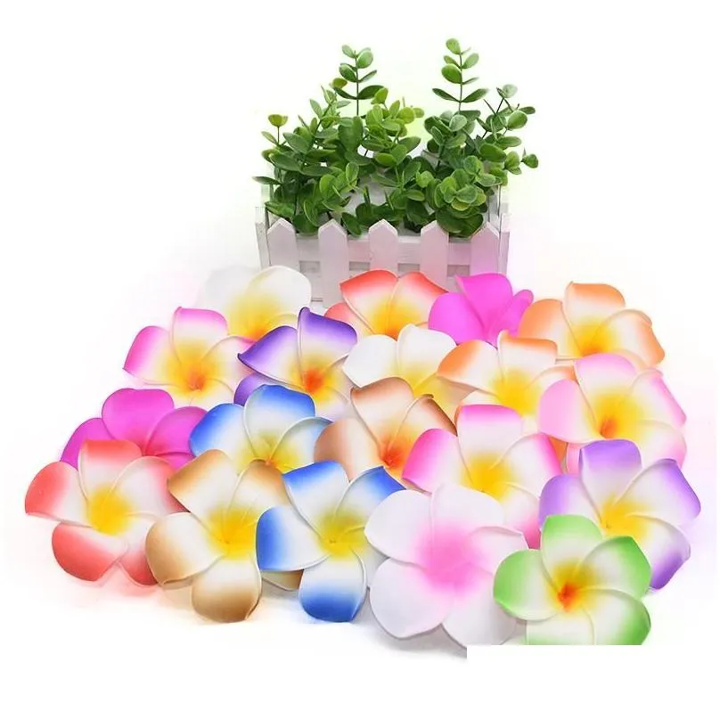 decorative flowers wreaths 30pcs 5-9cm artificial plumeria hawaiian pe foam frangipani flower diy wreath headdress wedding party