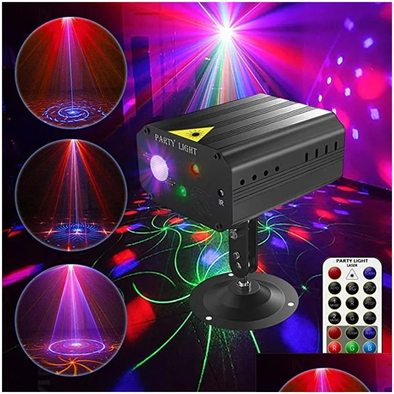 Party Laser Lighting DJ Disco Lights Flash Stage Light Sound Control Projector With Remote Controls Suitable For Birthday Wedding KTV Courtyard