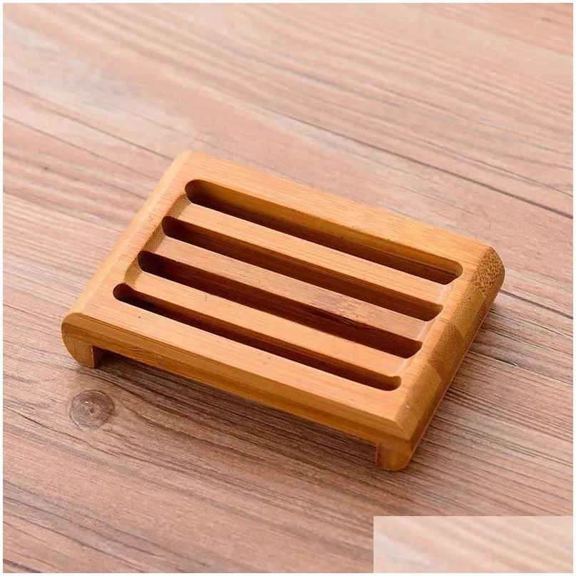 wooden manual square soaps dishes eco-friendly drainable soap dish tray round shape solid wood storage holder bathroom accessories bh5072