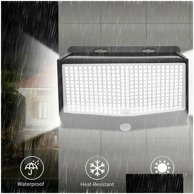 Solar Lamps Outdoor Motion Sensor 468 288 LEDs 3 Lighting Modes Wireless Wall Lights IP65 Waterproof Shiny LED Security Light Yard Patio Fence Garage Front