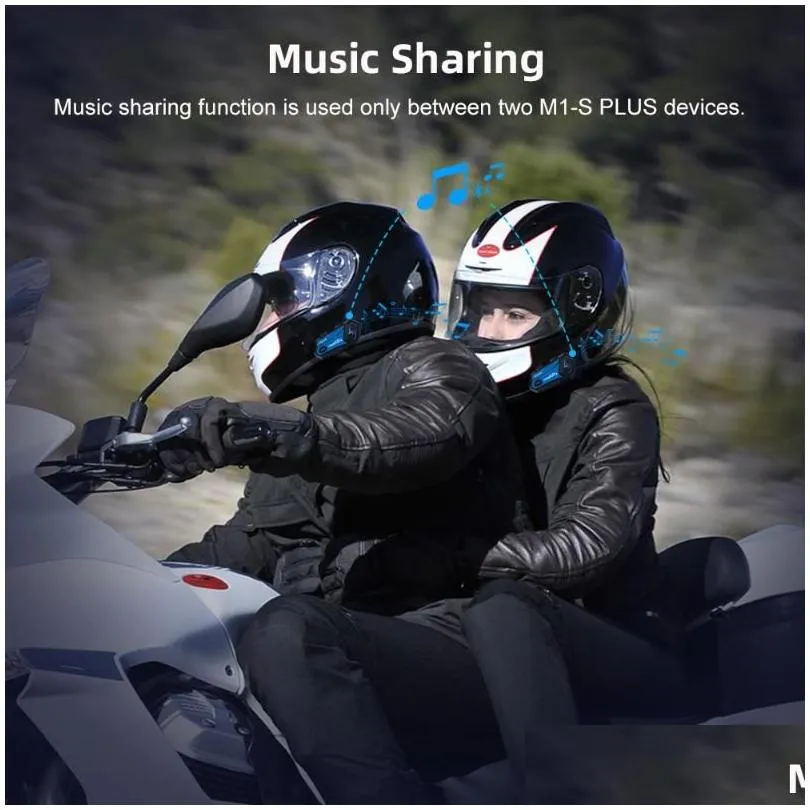 Fodsports 2 pcs M1-S Plus intercom motorcycle helmet intercom bluetooth headset 8 riders wireless interphone FM music sharing