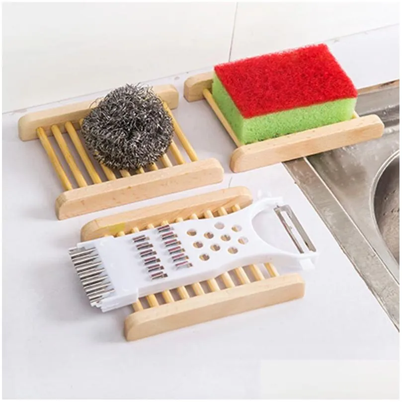 natural bamboo soap rack box container home use wooden storage holder soaps dishes eco-friendly wood craft bathroom soap tray bh0179
