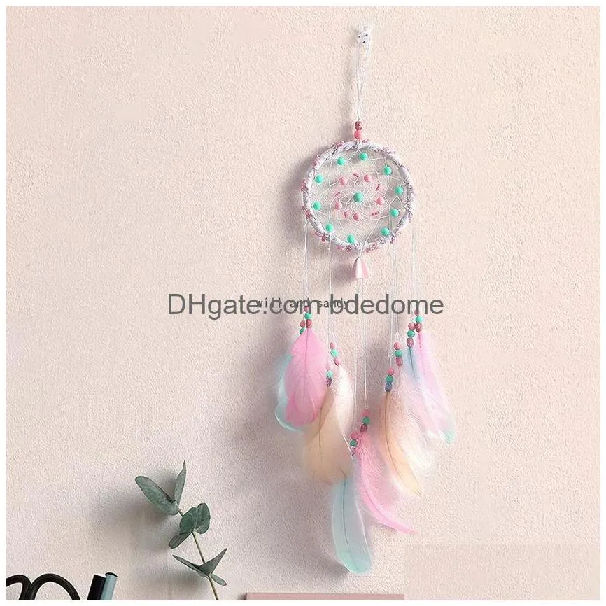 hand weave macrame feather dream catcher wall hanging wedding decoration wind chimes bedroom wall hanger valentine`s birthday gift home