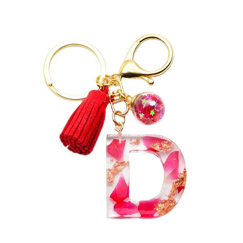 tassel letter keychain trendy creative colorful 26 english initial resin handbag keyring accessories for women gift