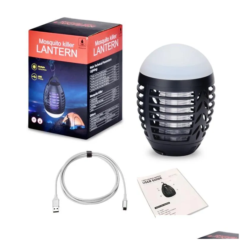 Mosquito Killer Fly Bug Catcher Lamp Outdoor Electric Waterproof Summer Camping Killer Trap Lantern USB Charging Anti Mosquito