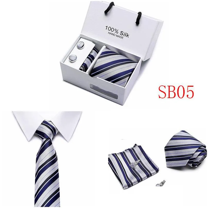 plaid mens neck tie set super long ties navy polyester jacquard knit bow wedding party 146cm * 7.5cm packed in a gift box