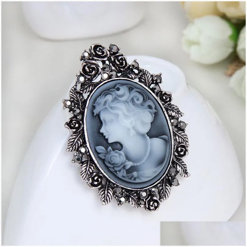 pins brooches whole vintage wedding accessories joyeria cameo beauty queen for women crystal rhinestone gold silver antique 8119719
