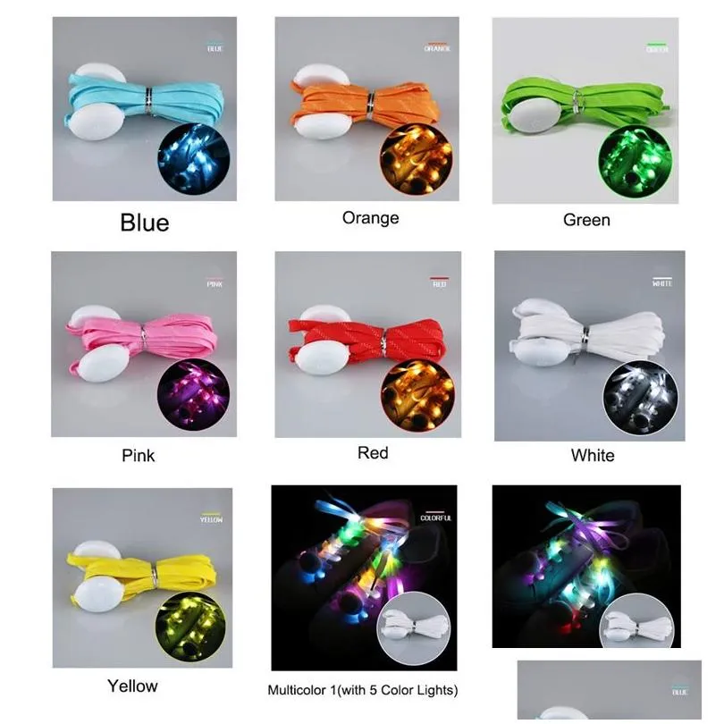 LED Light Up Shoelaces with colorful Flashing Disco Lighting Glow Nylon Strap for Night Party Hip-hop Dancing