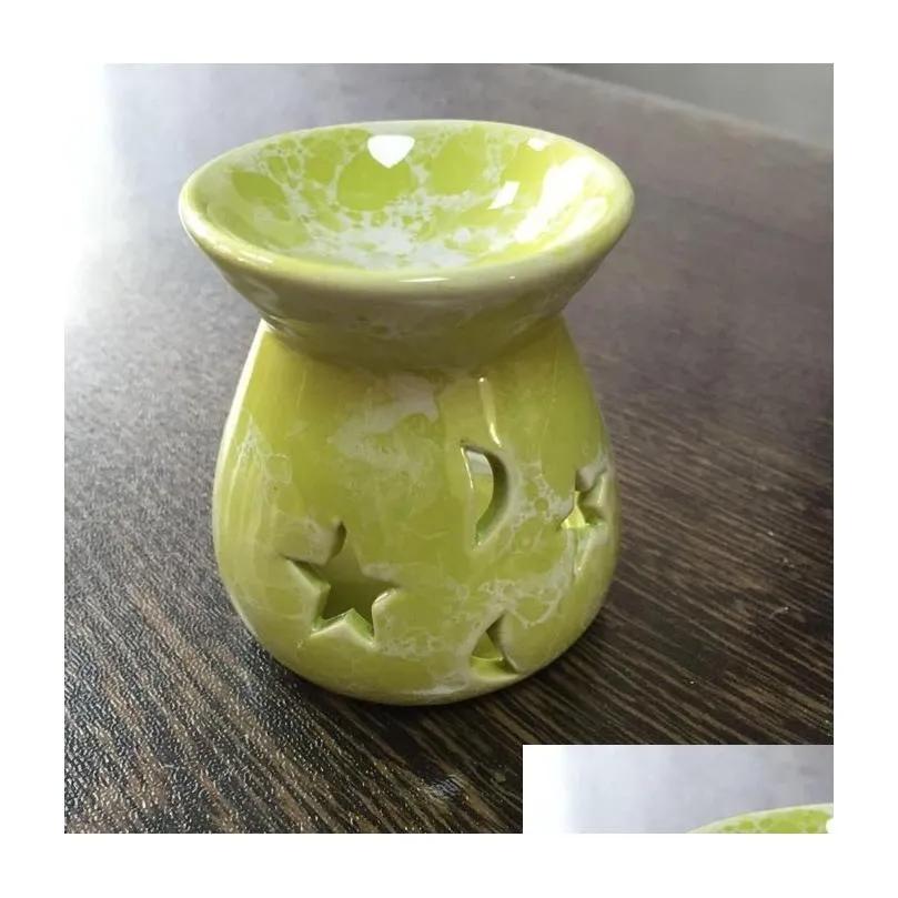 creative aromatherapy stove ceramic oil lamps hollow stars moon pattern  oil fragrance candle incense burners db534