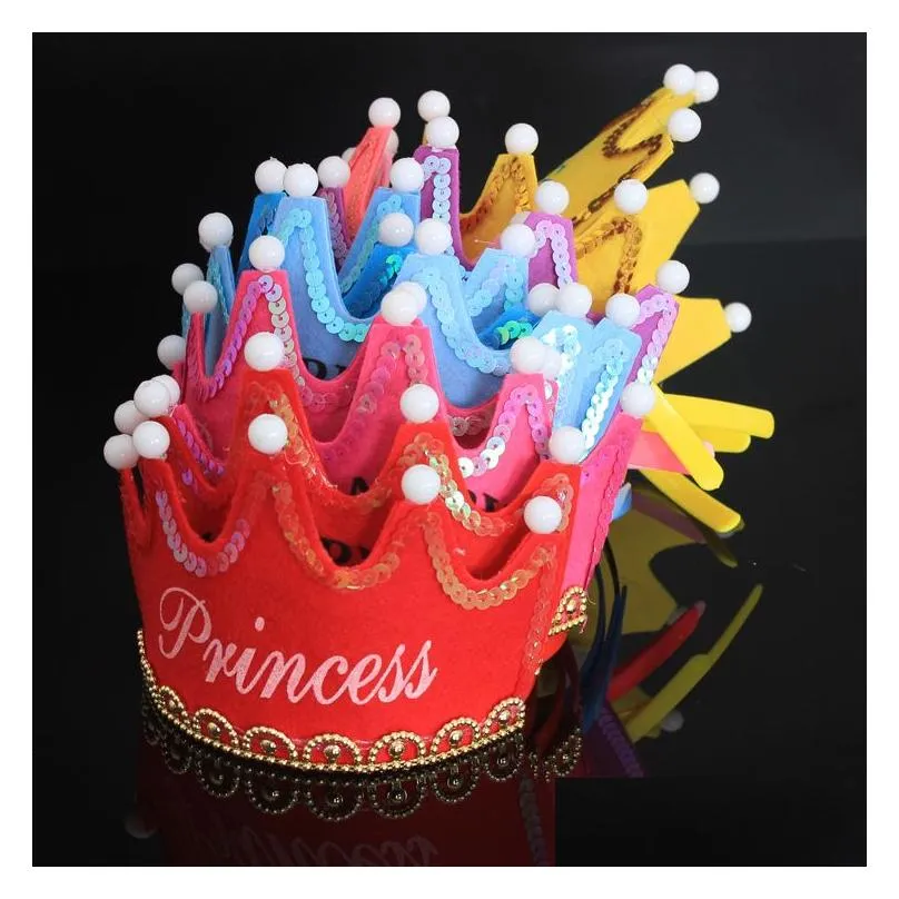 Led Crown Hat Christmas Cosplay King Princess Crown Led Happy Birthday Cap Colorful Sparkling Headgear DH0958