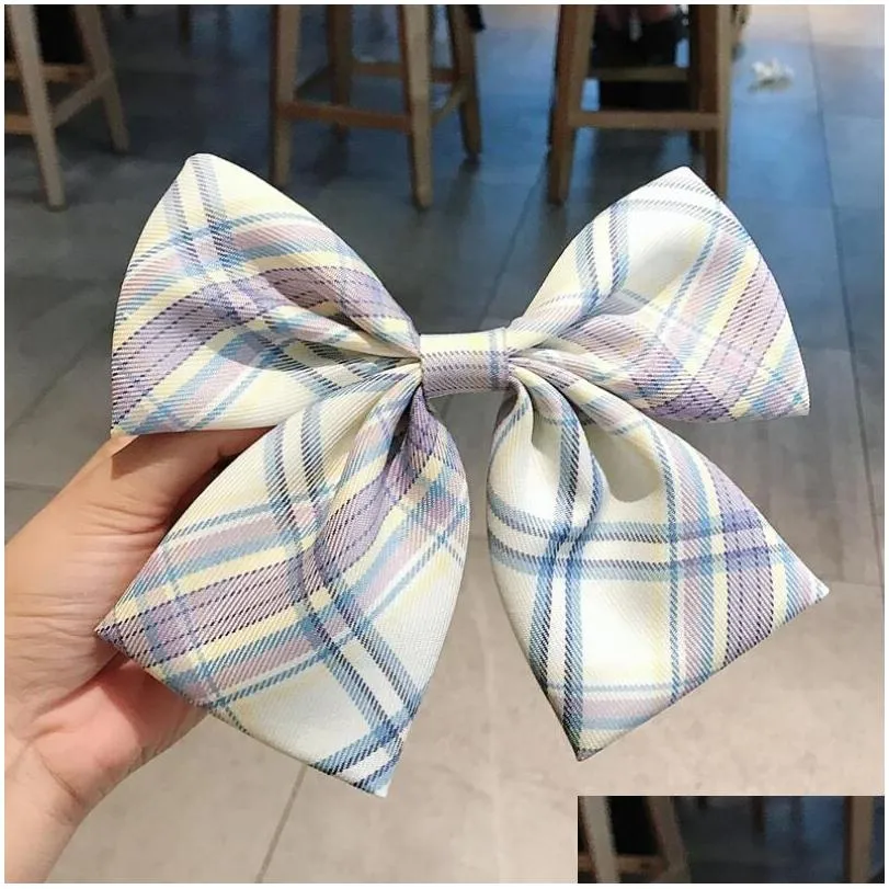 ins net red big bow plaid barrettes hairpin girl fashion hairband hair accessories multicolor lattice fabric headdress ponytail