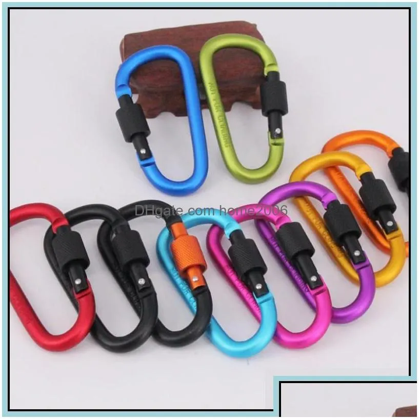 Carabiners Carabiners Climbing Hiking Sports Outdoors1Pc Outdoor Travel Kit Aluminum Carabiner D-Ring Key Chain Clip Cam Keyring D
