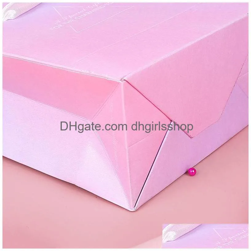 gradient pink paper jewelry box bracelet necklace ring earring cases handmde kraft wedding gifts packaging boxes accessories