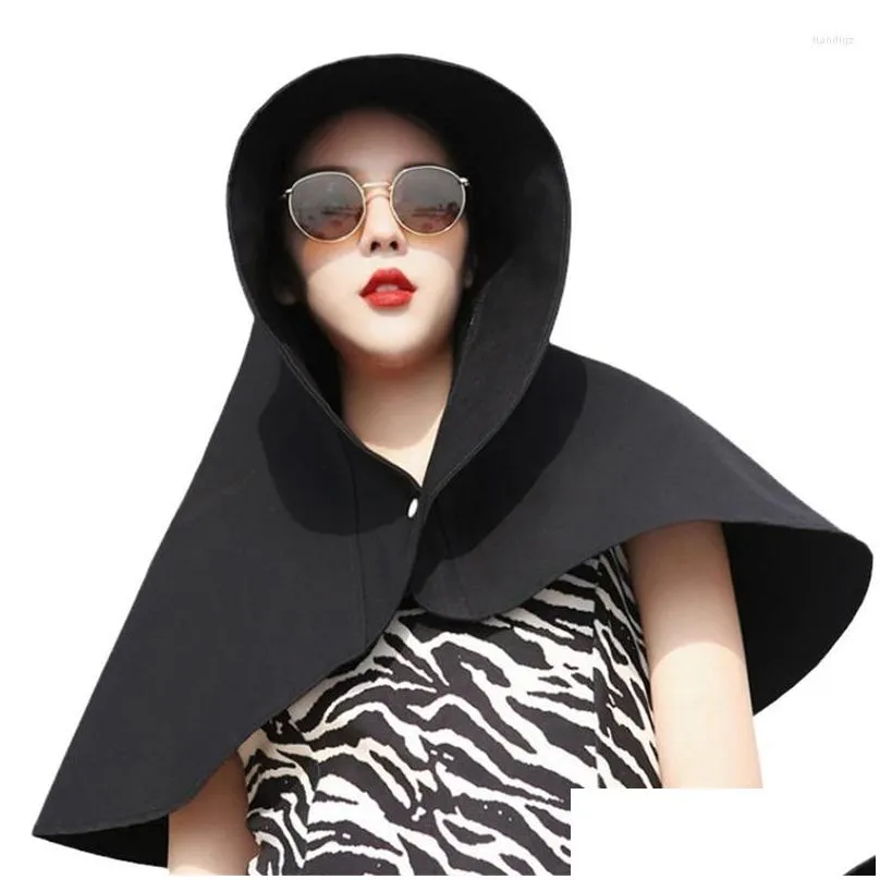 wide brim hats summer sunscreen hat womens anti-ultraviolet sunshade sun cycling neck guard shawl face-covering fisherman