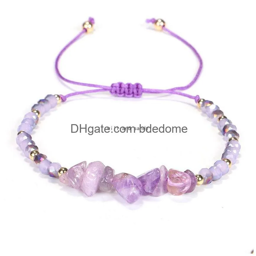 tiger eye amethyst irregular natural stone adjustable bracelet healing gravel crystal rise bead bracelets for women girls fashion jewelry will and