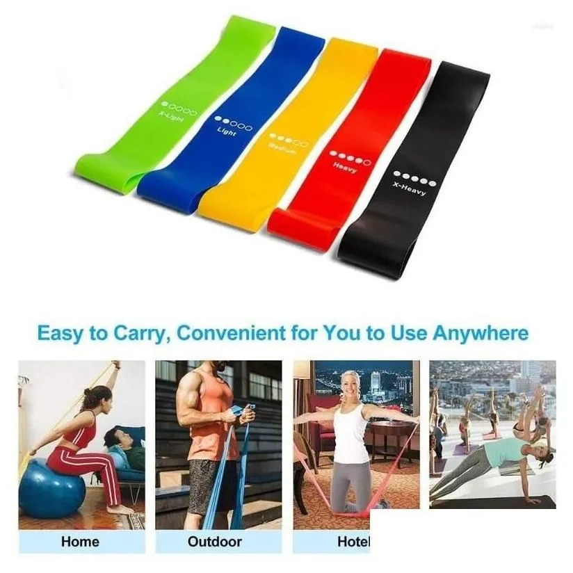 Resistance Bands 5Pcs Set Portable Gym Exercise Strength Pilates Pl Rope Fitness Equipment Drop Delivery Sports Outd Dhibd