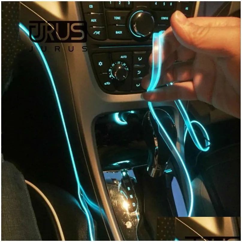 JURUS 2Meters DIY Car LED Interior Lights Neon Flexible Led Strip Light Decoration Garland Wire Rope Tube Line 5V USB Driver1