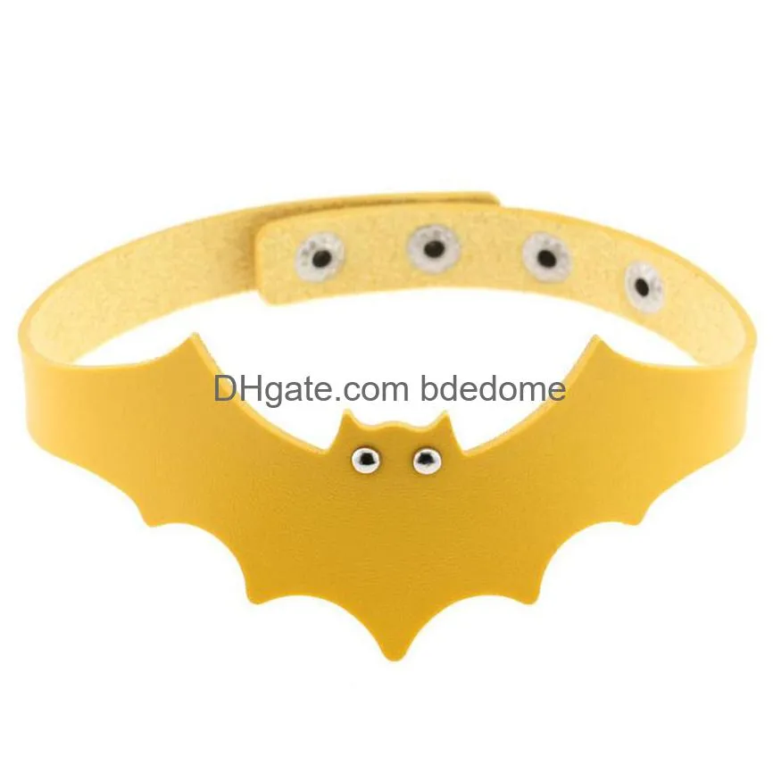 halloween necklace bat leather choker necklace simple punk gothic collar chokers neck band for women children fashion jewelry will and