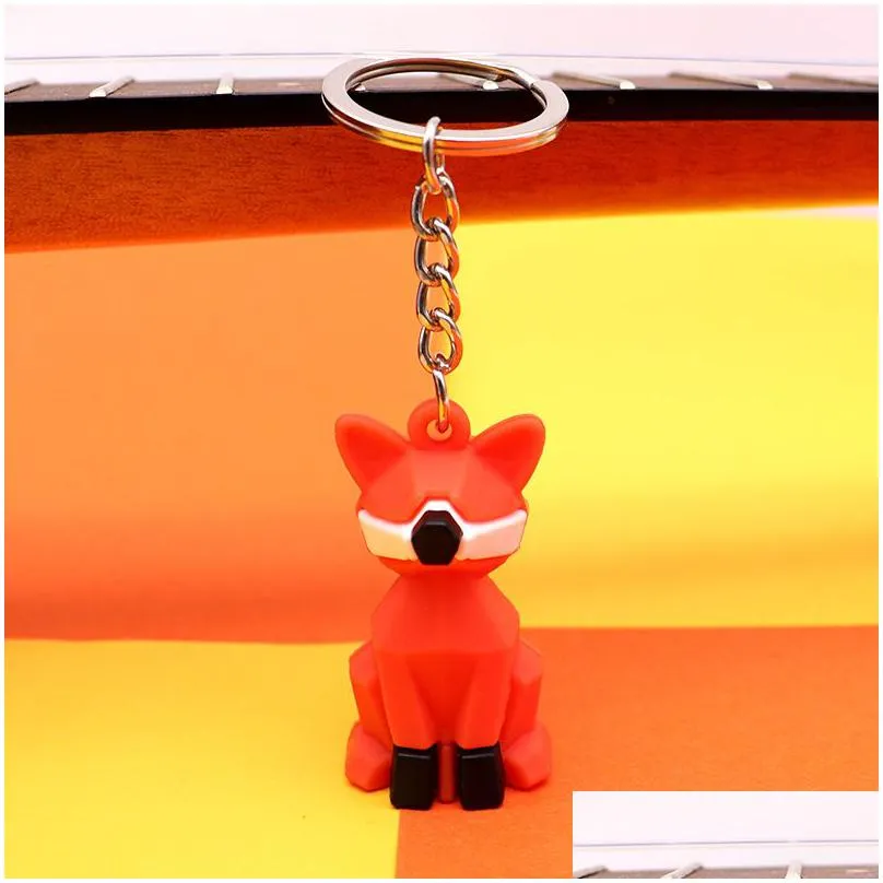 creative cartoon geometric faceted dinosaur panda doll keychain couple car key chain backpack hanging gift 9 colors