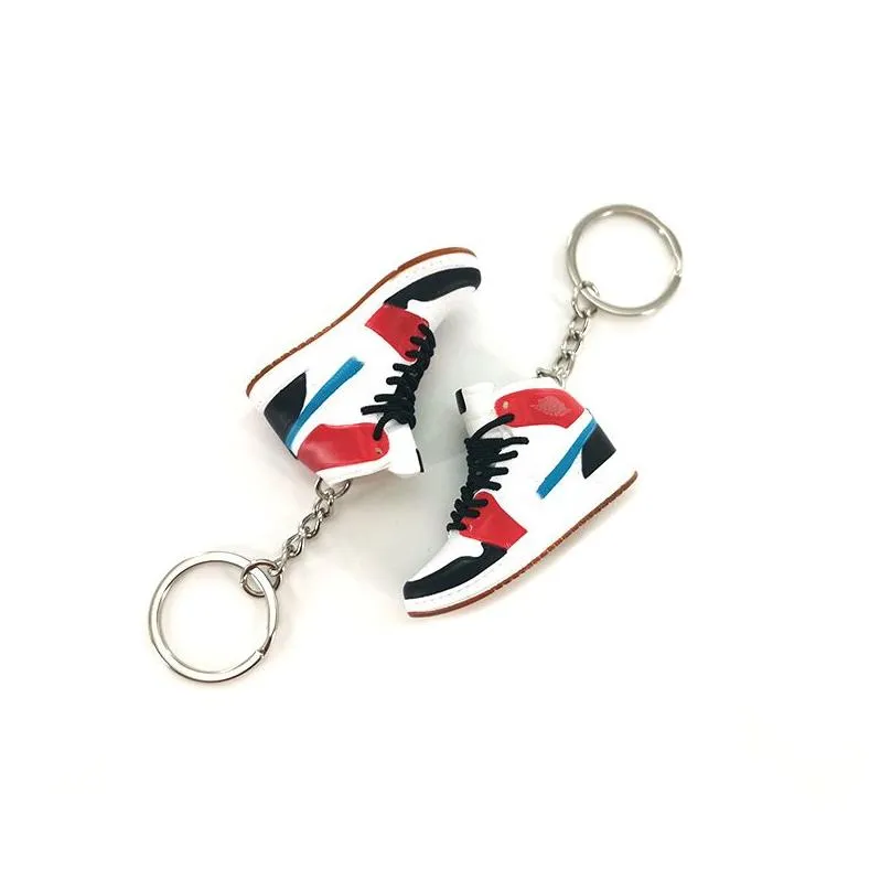 1 Pair Designer 3D Shoes Keychains PVC Sneakers Key Chain Mini Basketball Shoes Keychain Bag Pendant Accessories