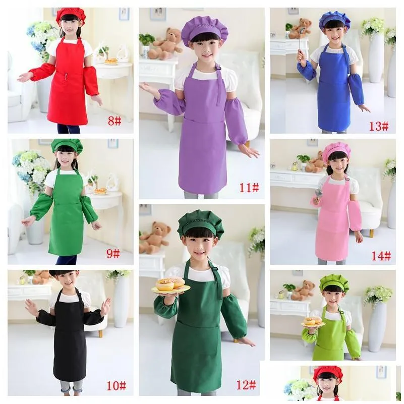 kids aprons pocket craft cooking baking art painting kids kitchen dining bib children aprons kids aprons 15 colors customizable dbc