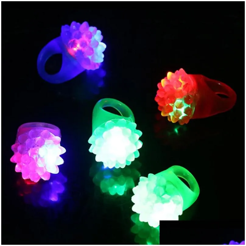 LED Finger Light Strawberry Blinking Finger Ring Light Flashing Bumpy Rings for Party, Birthday, Gifts, Dances, Costumes