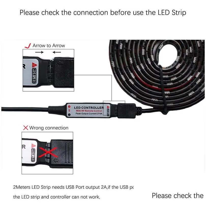 LED Strip Lamp RGB Fairy Light 5V TV Backlight with Controller USB Flexible LED Light for TV LCD, Kitchen Cabinets, Background