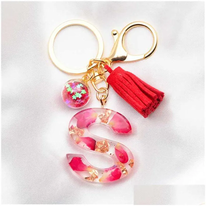 tassel letter keychain trendy creative colorful 26 english initial resin handbag keyring accessories for women gift