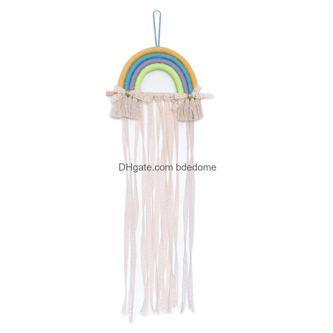 lace cloud rainbow room home decor tassel macrame wall hanging bow knot ornament interior decoration