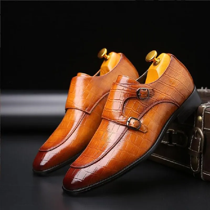 Men's Classic Crocodile Grain Casual Shoes Mens Belt Buckle Party Wedding Loafers Moccasins Men Driving Flats 1AA53