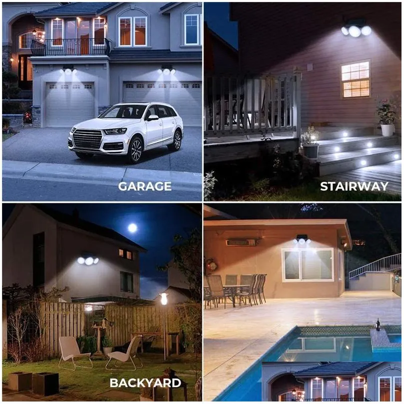 Outdoor Solar Lamp With Motion Sensor 3 Mode Security Lights Wireless 70 LED Flood Light Waterproof Suitable For Garage Aisle Path Courtyard