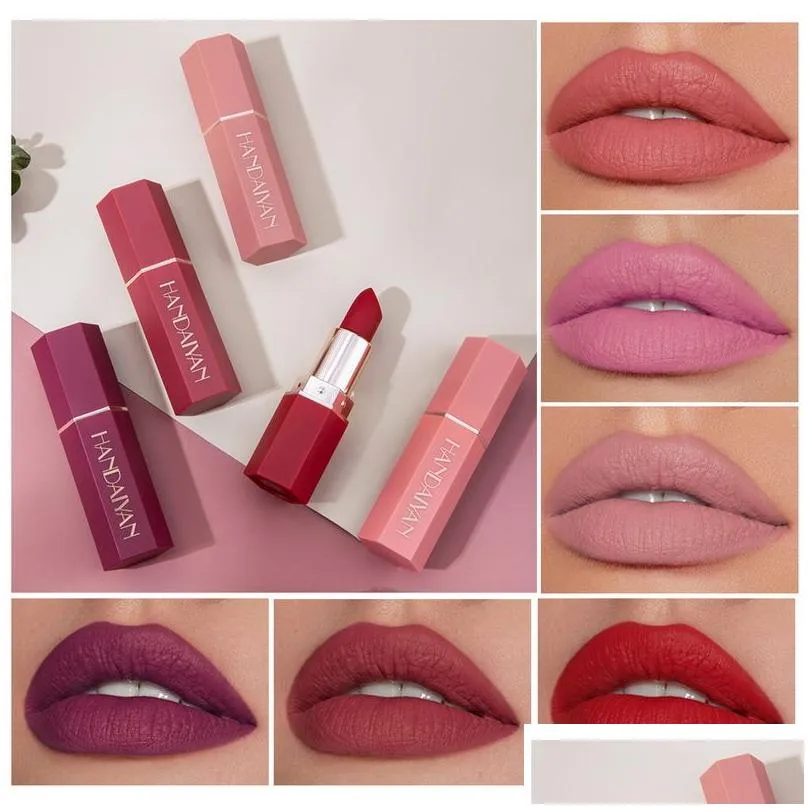 6 Color Matte Lipstick Non Stick Cup No Fade Natural Long Last Easy to Wear Handaiyan Makeup Matt Lip Sticks