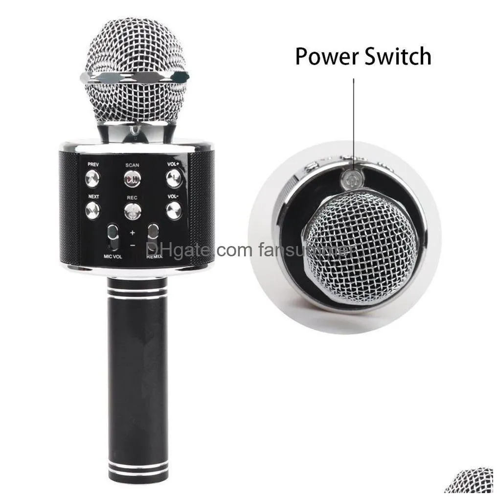 1pcs ws 858 protable wireless microphone professional condenser karaoke mic bluetooth stand radio mikrofon studio recording studio