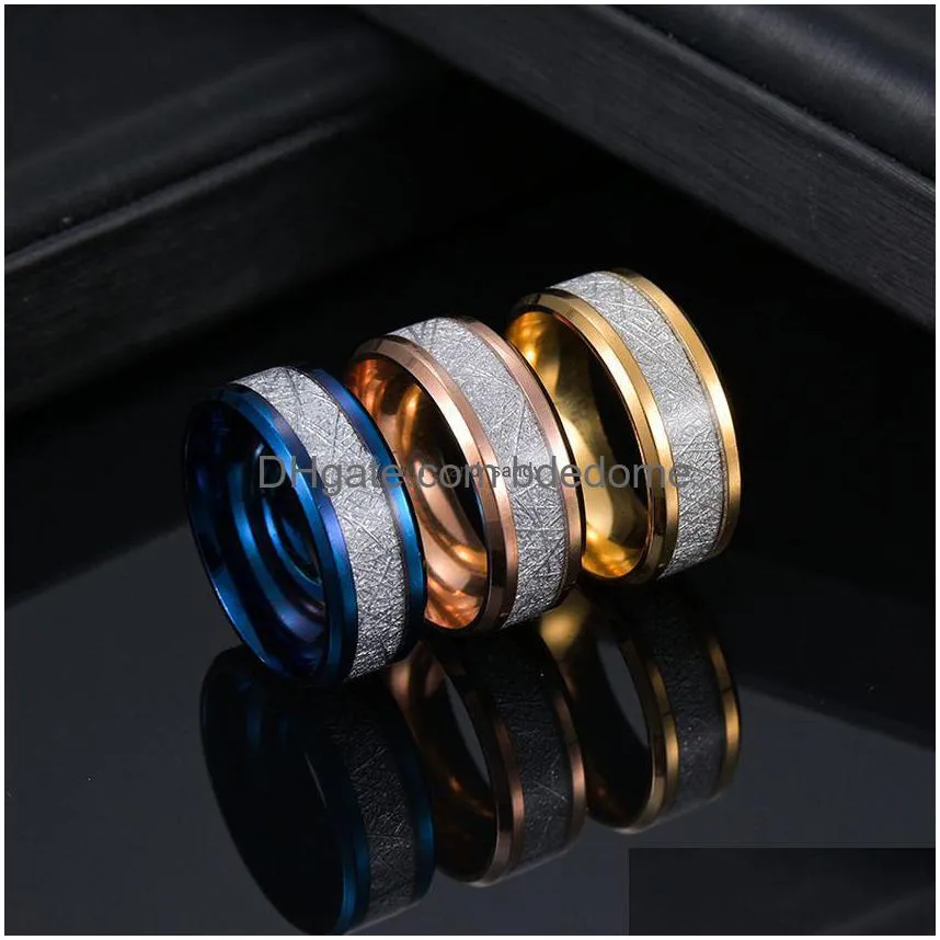 ice silk foil gold silver blue black color stainless steel ring band finger for men rings for women hip hop jewelry fashion will and