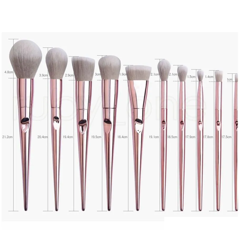 Makeup Brushes Set Powder Foundation Eye Shadow Eyebrow Eyelash Lip Make Up Brush Kits Cosmetic Brushes With Makeup Bag 10Pcs /set