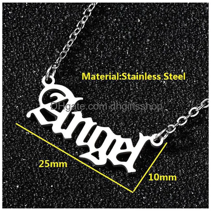 hip hop stainless steel necklaces for women personalized necklace babygirl angel honey baby letter pendant jewelry gift