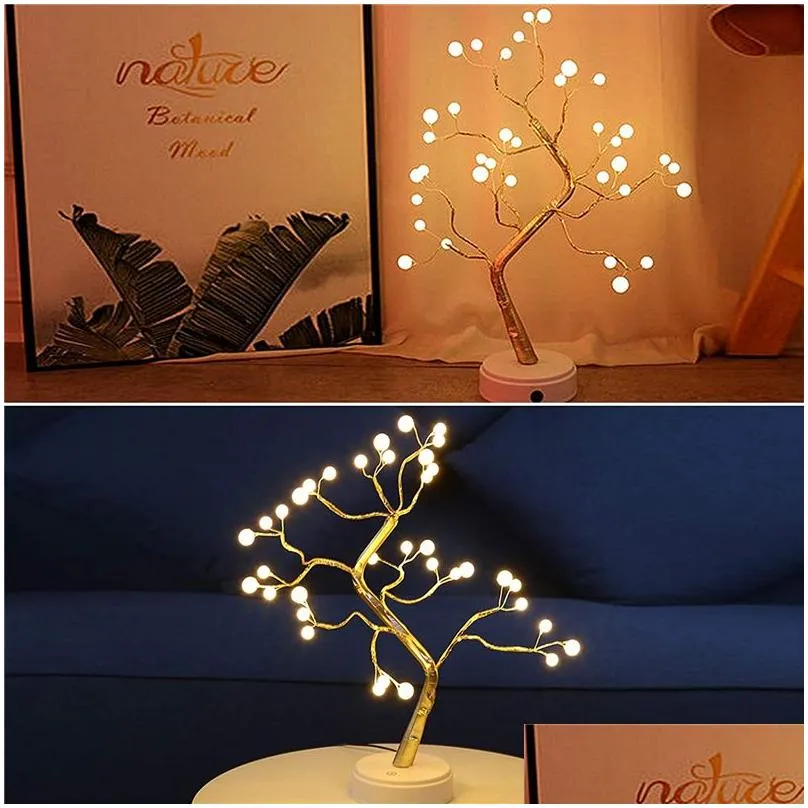 Decorative Tree Lamp Battery Operated LED Lights Tabletop Bonsai lighting with 36LEDs 108LEDs for Bedroom Desktop Decoration Night