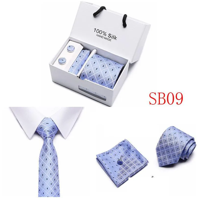 plaid mens neck tie set super long ties navy polyester jacquard knit bow wedding party 146cm * 7.5cm packed in a gift box