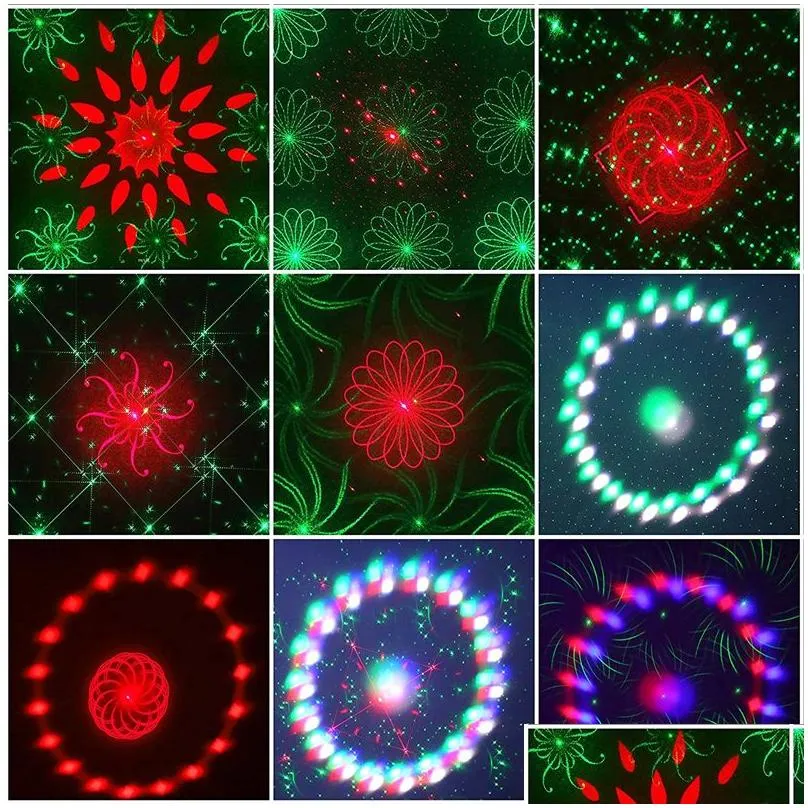 DJ Laser Lighting Light 4 in 1 Mixed Effect LED Pattern Lamp Strobe Lamps with Remote Control Sound Activated Stage Lights DMX Home Dance Wedding Event