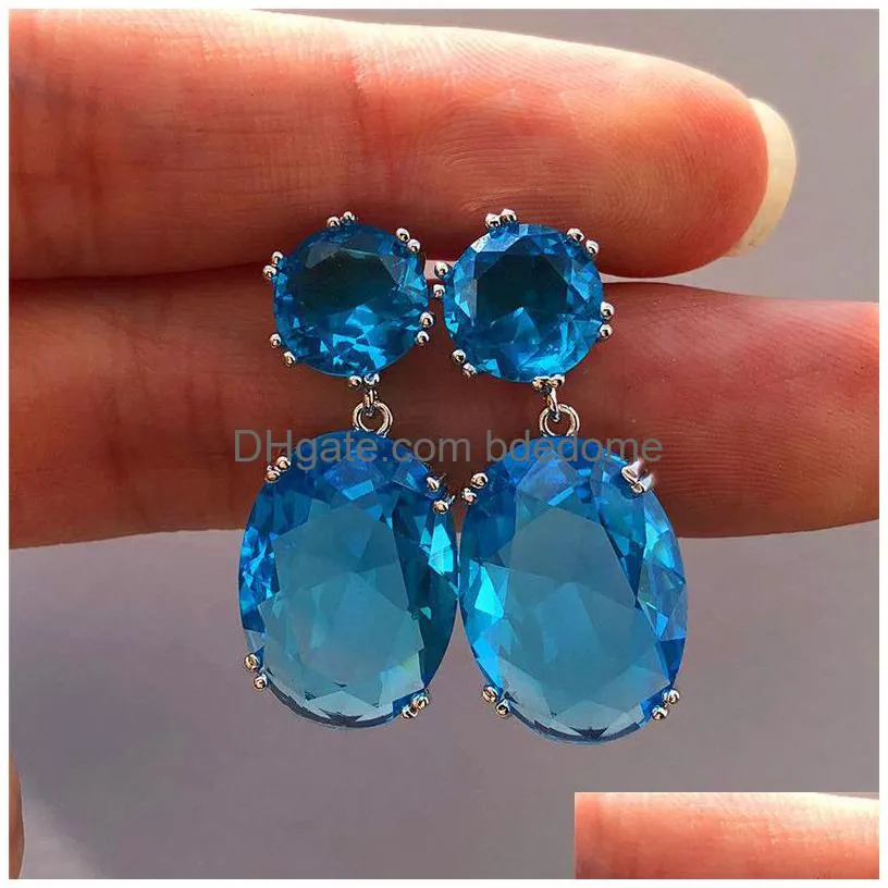 fashion water drop stud earrings zircon stone diamond ear rings for women crystal bridal wedding jewelry gift will and sandy