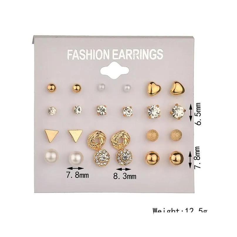 vintage pearl earring for women bohemian stud earrings set female fashion jewelry