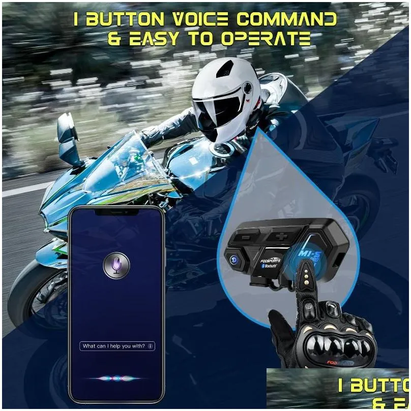 Original Fodsports M1s Pro Intercom Motorcycle Helmet Bluetooth Headset 8 Riders 2000M Voice Commond Group Intercomunicador Moto