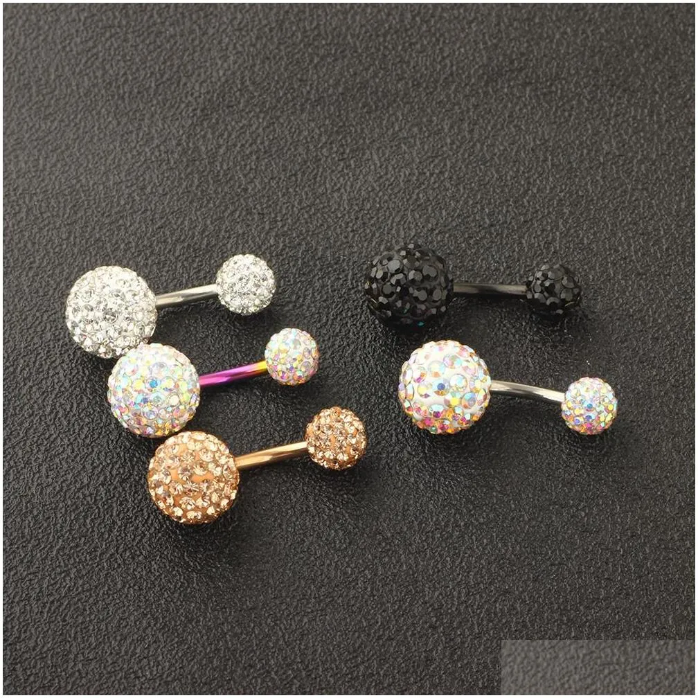 14g women navel button rings stainless steel cz sexy belly navel bar barbell piercing ring tragus body jewelry 50pcs7412914
