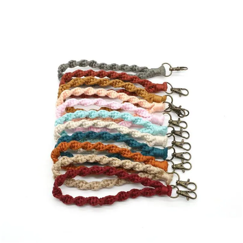 dhl boho bag accessories macrame wristlet keychains wrist lanyard strap keyring bracelet assorted color macrames braided key fob